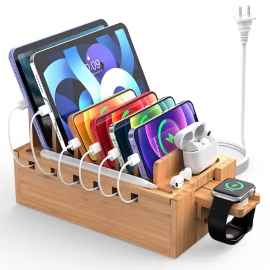 Bamboo Charging Station for Multiple Devices with 5 Port USB Charger 5 Cables and Watch Stand Wood Desktop Docking Stations Org
Bamboo Charging Station for Multiple Devices with 5 Port USB Charger 5 Cables and Watch Stand Wood Desktop Docking Stations Org