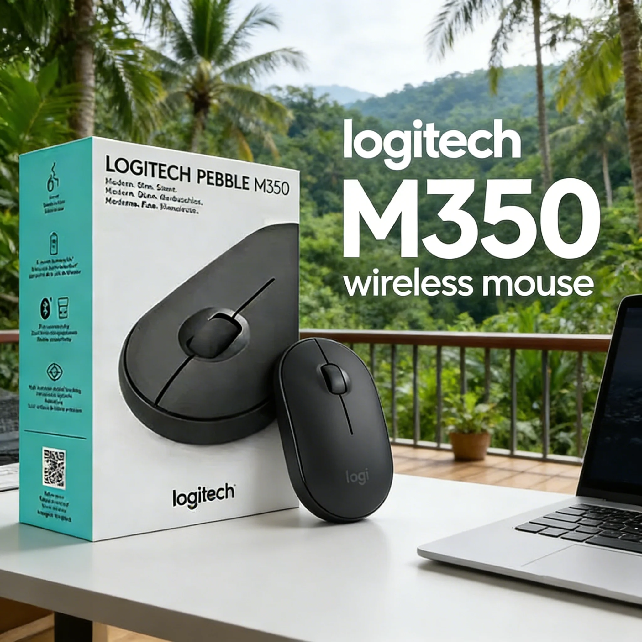Logitech Pebble M350 Mute Mouse, Bluetooth Dual Mode 2.4GHz, Mini Silent Design, for Laptop Computer Office Library Travel Use