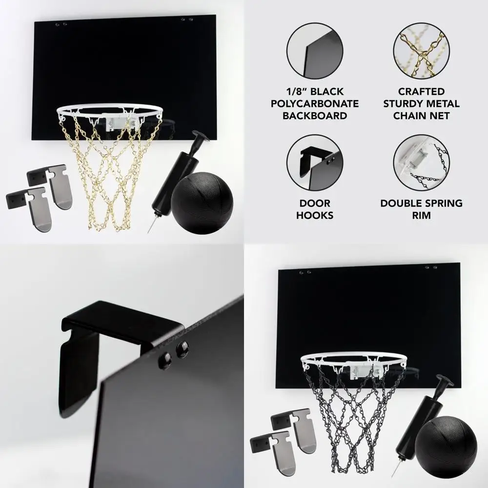 9-inch Mini Indoor Basketball Hoop with Metal Chain Net, White Rim, Black Backboard, Door Hooks, Ball, Pump Included, Ideal for
9-inch Mini Indoor Basketball Hoop with Metal Chain Net, White Rim, Black Backboard, Door Hooks, Ball, Pump Included, Ideal for