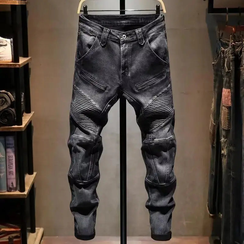 Мотоциклетные джинсы High Street, мужские модные брендовые джинсы в стиле панк, осень-зима 202, новые узкие брюки, дизайнерская одежда для мужчин
Мотоциклетные джинсы High Street, мужские модные брендовые джинсы в стиле панк, осень-зима 202, новые узкие брюки, дизайнерская одежда для мужчин