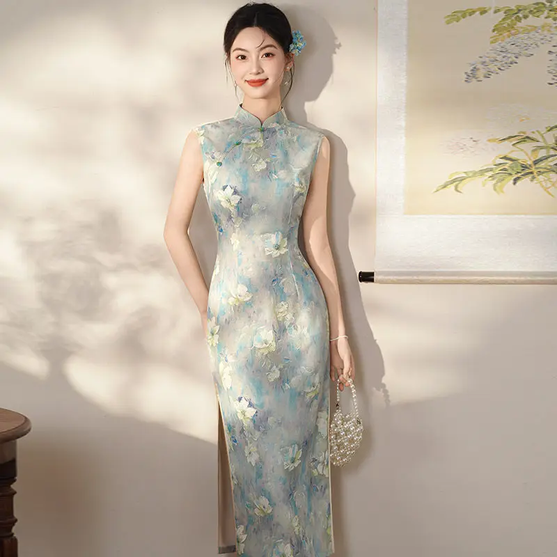 Spring Summer Sleeveless Chinese Style New Chinese Daily Suzhou Long Qipao Improved Young Female Qipao Dress
Spring Summer Sleeveless Chinese Style New Chinese Daily Suzhou Long Qipao Improved Young Female Qipao Dress