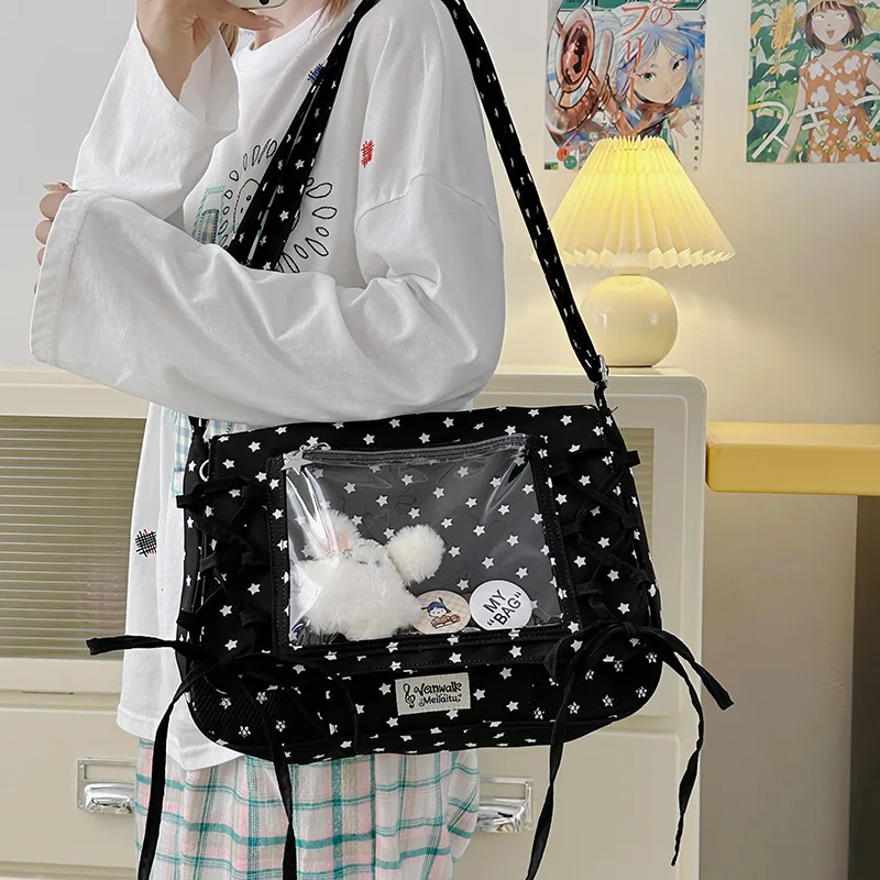 Summer Japanese Sweet and Cute Ribbon Crossover Bag Causal Large Capacity Ribbon Bow Pain Bag for Women
Summer Japanese Sweet and Cute Ribbon Crossover Bag Causal Large Capacity Ribbon Bow Pain Bag for Women