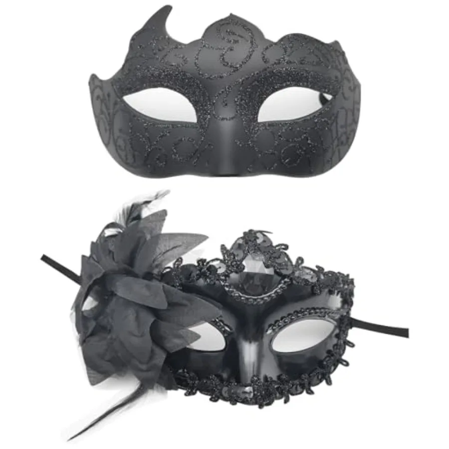 YAMUDA Couple's Mask 2PCS Set Matching Black Floral Masks for Men and Women for Halloween Masquerade Party
YAMUDA Couple's Mask 2PCS Set Matching Black Floral Masks for Men and Women for Halloween Masquerade Party