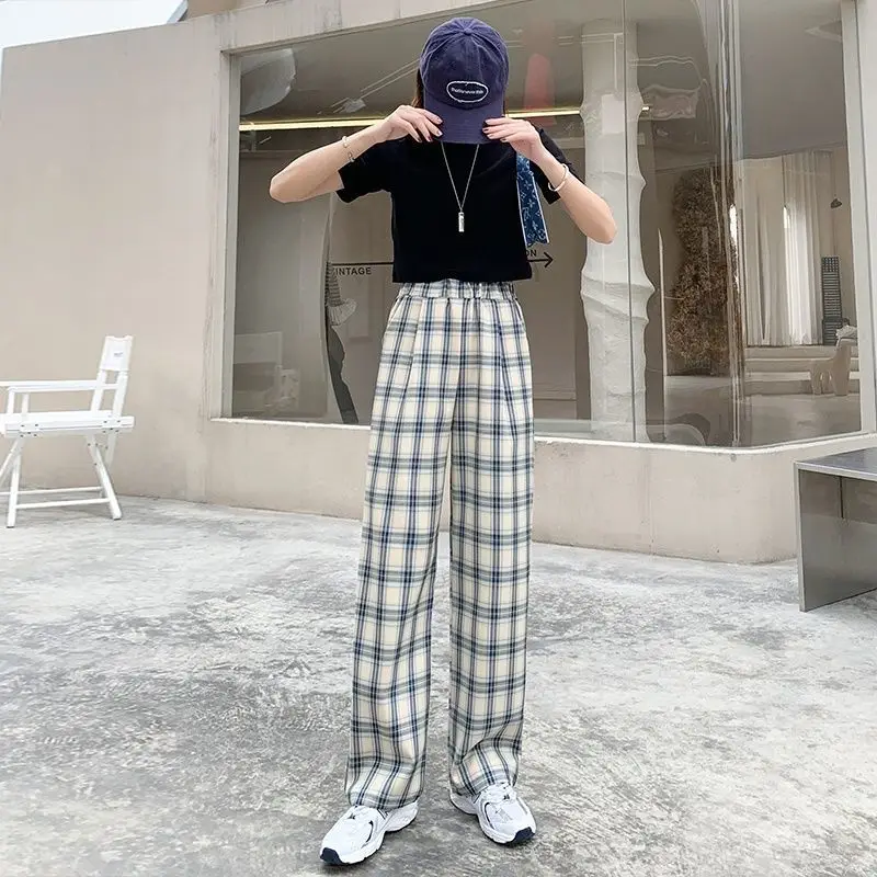 Blue Plaid High Waist Slim Drop Wide Leg Pants 2023 Autumn Winter Fashion Women Pants Casual Loose Elastic Waist Simple Trousers
Blue Plaid High Waist Slim Drop Wide Leg Pants 2023 Autumn Winter Fashion Women Pants Casual Loose Elastic Waist Simple Trousers