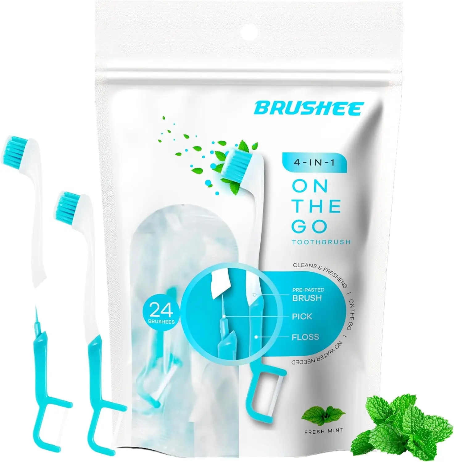 4-in-1 Travel Toothbrush with Toothpaste, Floss & Pick - Disposable, Individually Wrapped - 24 Pack
4-in-1 Travel Toothbrush with Toothpaste, Floss & Pick - Disposable, Individually Wrapped - 24 Pack