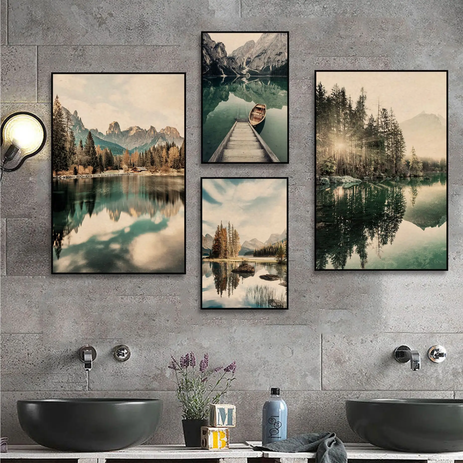 Nature Landscape Mountain Lake Boat Vintage Posters For Living Room Bar Decoration Aesthetic Art Wall Painting
Nature Landscape Mountain Lake Boat Vintage Posters For Living Room Bar Decoration Aesthetic Art Wall Painting
