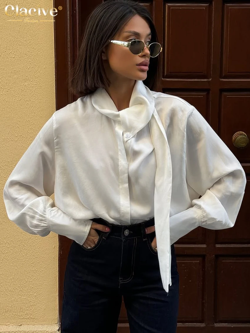 Clacive Fashion Loose White Women's Shirt 2025 Casual Bow Collar Long Sleeve Blouse Elegant Classic Solid Top Female Clothing
Clacive Fashion Loose White Women's Shirt 2025 Casual Bow Collar Long Sleeve Blouse Elegant Classic Solid Top Female Clothing