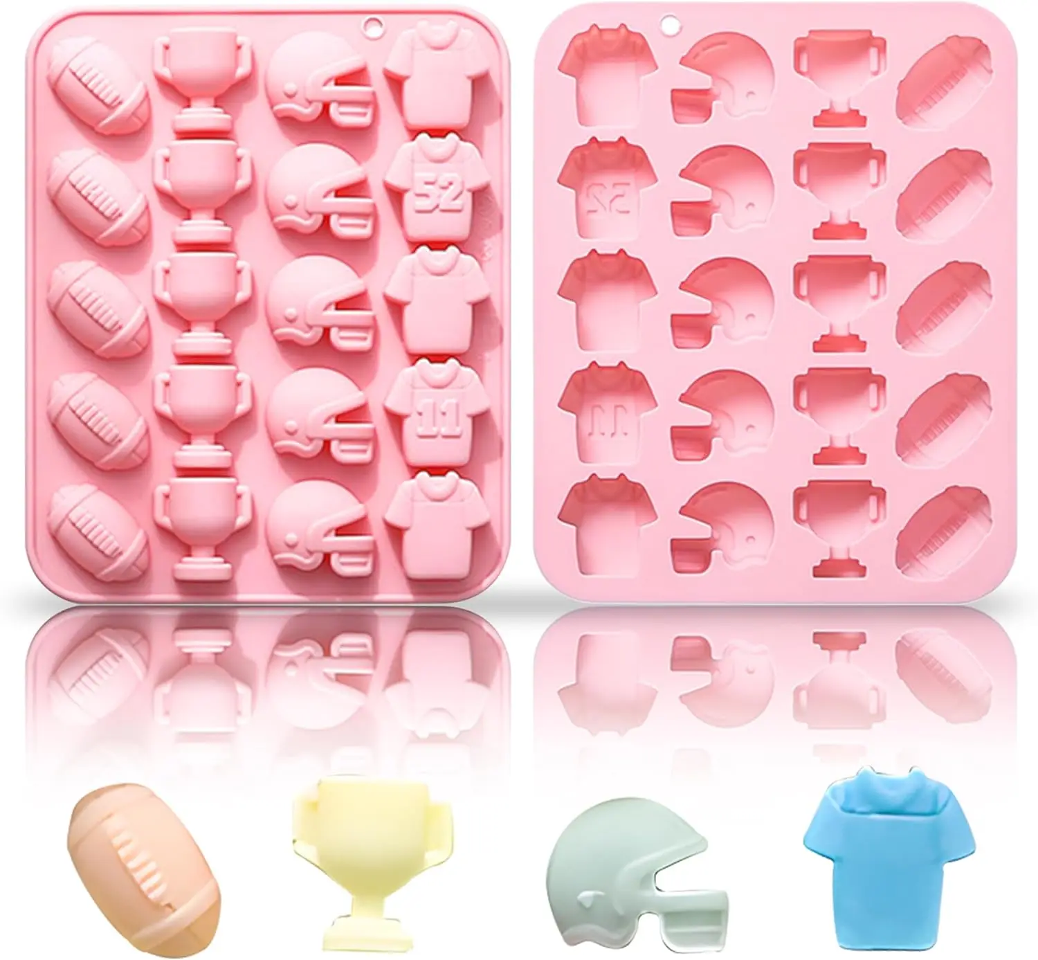 Mirosie Football Chocolate Mold Sports Theme Silicone Mold 20-Cavity Rugby Trophy Helmet Jersey Fondant Candy Cake Decoration
Mirosie Football Chocolate Mold Sports Theme Silicone Mold 20-Cavity Rugby Trophy Helmet Jersey Fondant Candy Cake Decoration