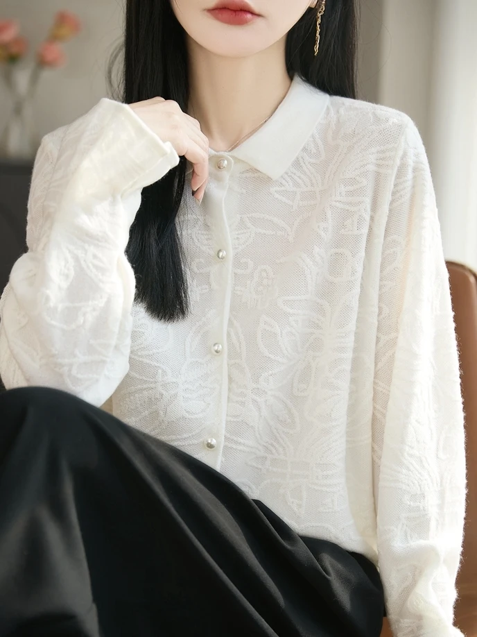 Slimming Effect Neck Knitted Cardigan Women's Crepe Texture Embroidery Base Shirt Versatile Thin Style Fashionable Outer...
Slimming Effect Neck Knitted Cardigan Women's Crepe Texture Embroidery Base Shirt Versatile Thin Style Fashionable Outer...