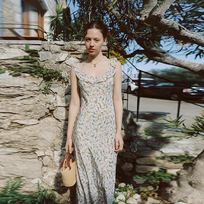 Silk Linen Floral Print Ruffle Neck Maxi Dress Women Sleeveless Casual Summer Vacation Sundress Fairycore Sweet High Quality New
Silk Linen Floral Print Ruffle Neck Maxi Dress Women Sleeveless Casual Summer Vacation Sundress Fairycore Sweet High Quality New