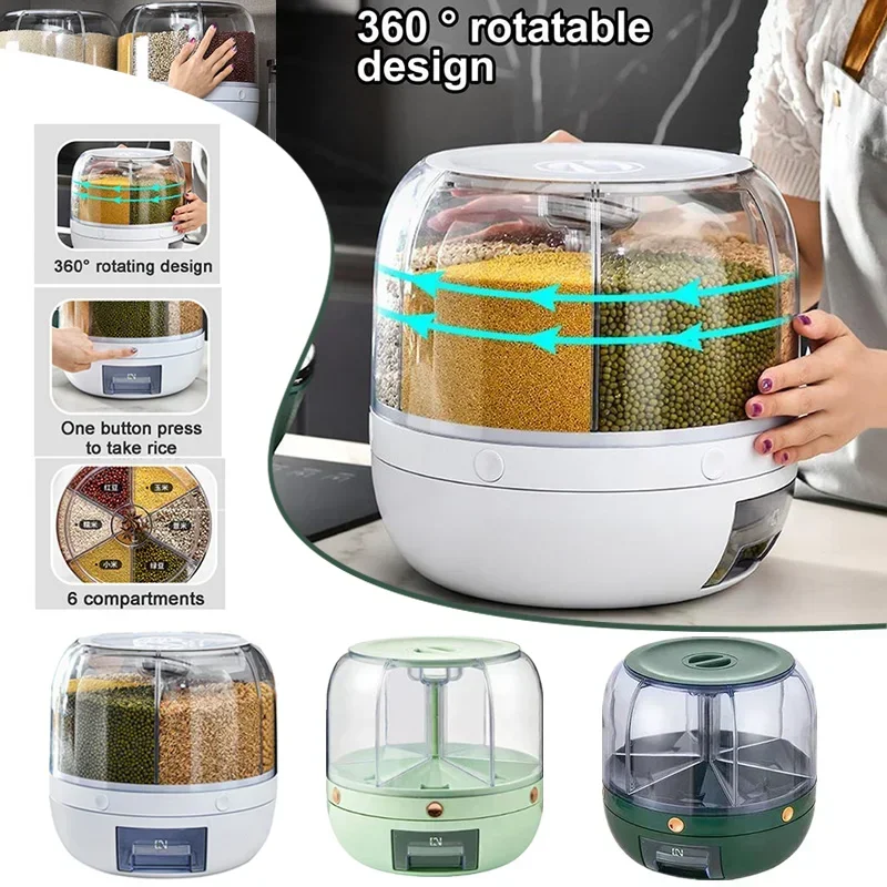 360 Degree Rotating Rice Dispenser Sealed Dry Cereal Grain Bucket Dispenser Moisture-proof Kitchen Food Container Storage Box
360 Degree Rotating Rice Dispenser Sealed Dry Cereal Grain Bucket Dispenser Moisture-proof Kitchen Food Container Storage Box