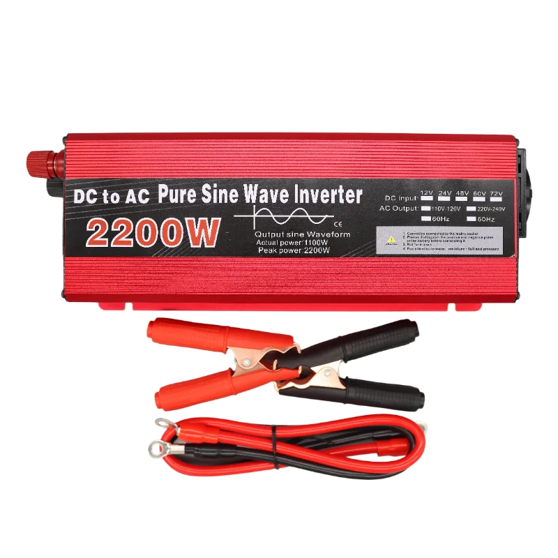 2200W Pure Sine Wave Inverter DC 12V/24V/48V to AC 110V/220V 50/60HZ with LED Display Home Transformer Solar Inversor
2200W Pure Sine Wave Inverter DC 12V/24V/48V to AC 110V/220V 50/60HZ with LED Display Home Transformer Solar Inversor