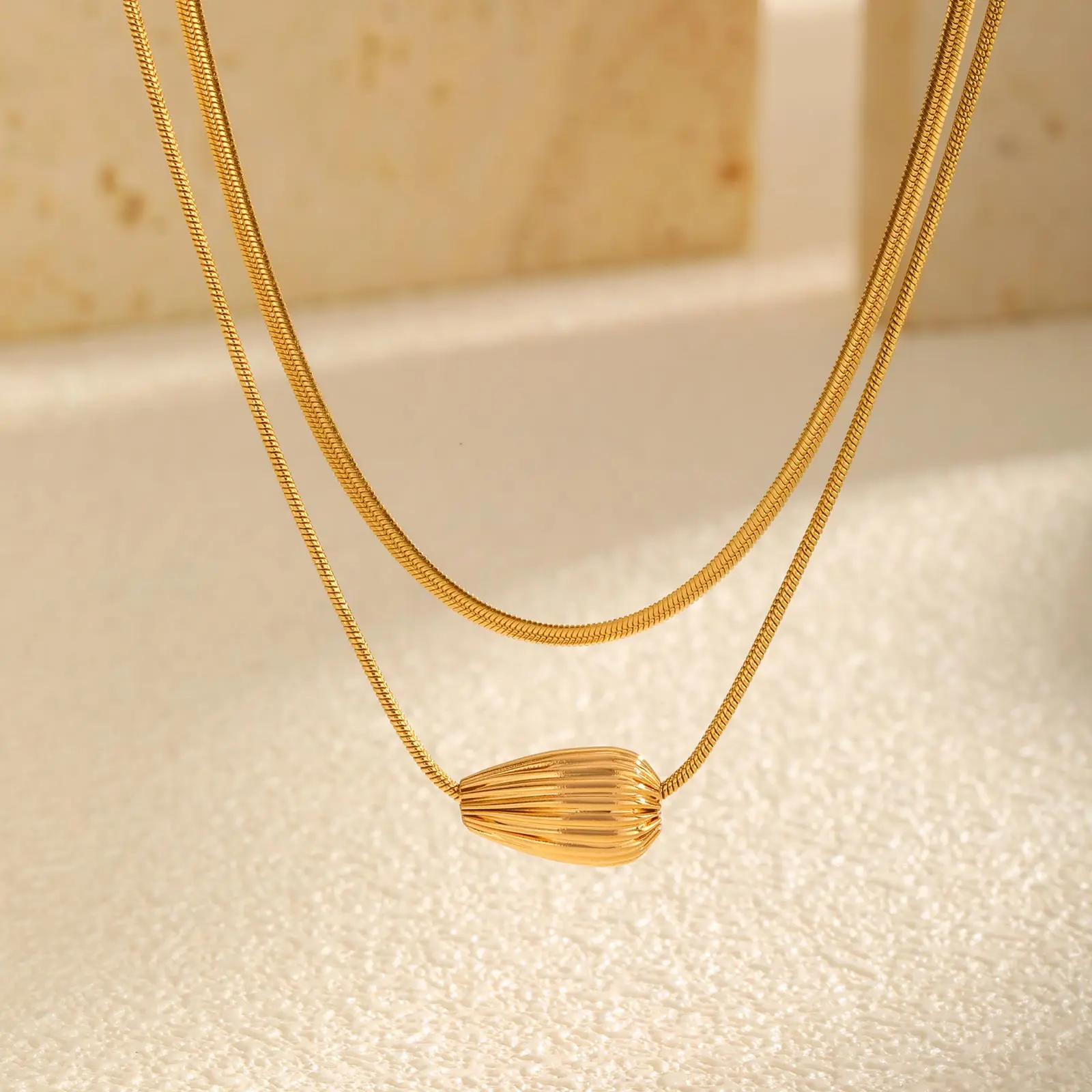 Classic Striped Water Droplets Beads Necklace for Women,Gold Color Stainless Steel Double Layered Necklaces,Chic Jewelry Gifts
Classic Striped Water Droplets Beads Necklace for Women,Gold Color Stainless Steel Double Layered Necklaces,Chic Jewelry Gifts