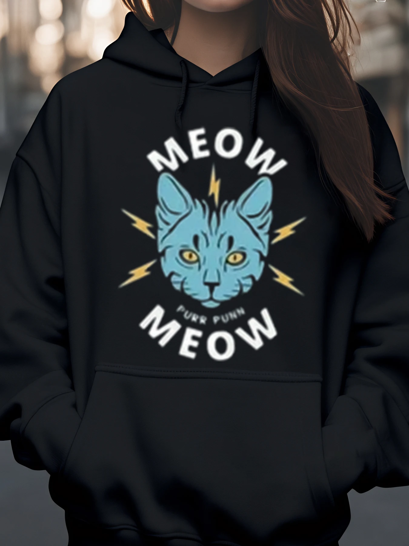 Толстовка с принтом мяу и кота, повседневная одежда на Хэллоуин, женская мода
Толстовка с принтом мяу и кота, повседневная одежда на Хэллоуин, женская мода