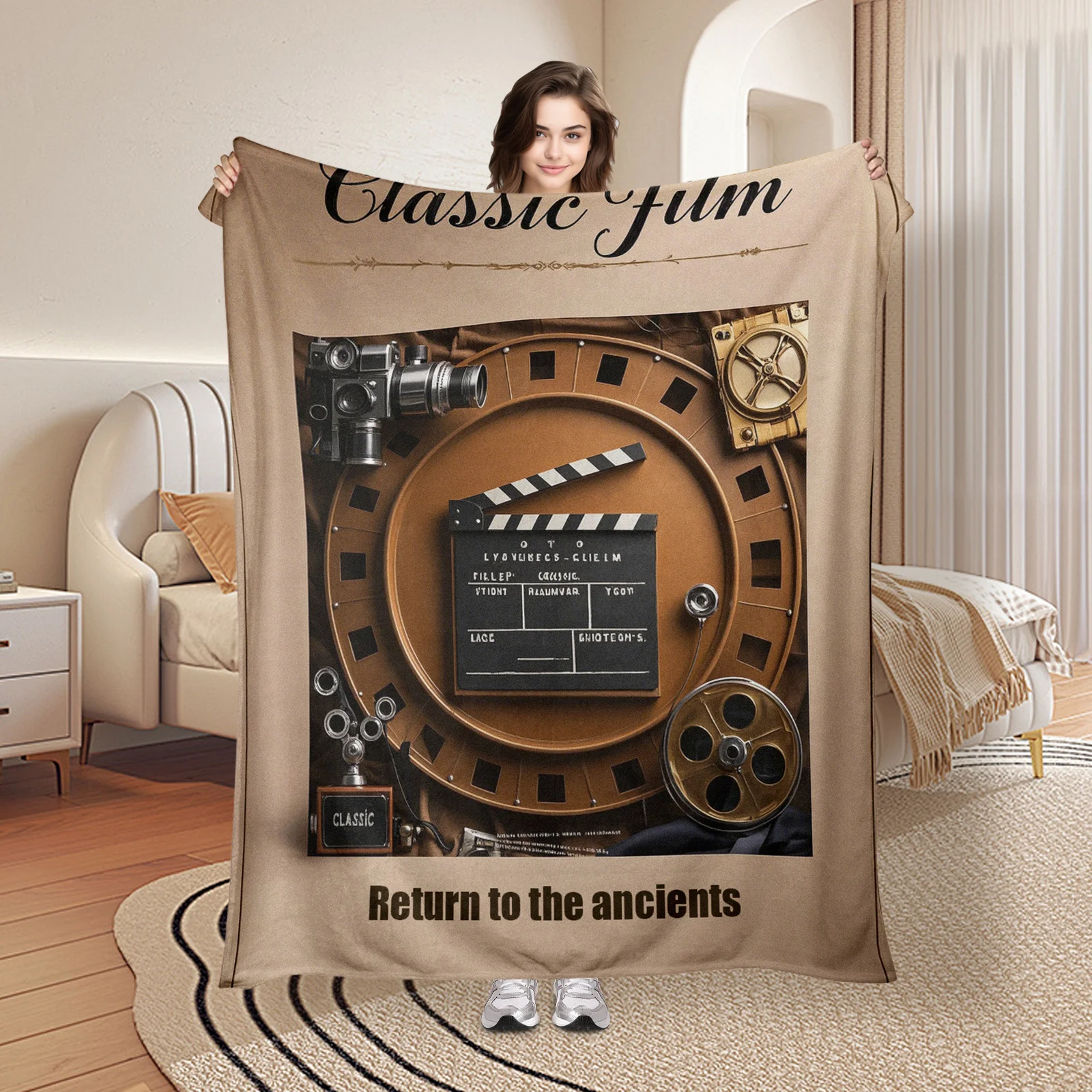 Vintage Movie Clapperboard Poster Blanket For A Retro And Artistic Design Ideal For Film Enthusiasts And Home Decor
Vintage Movie Clapperboard Poster Blanket For A Retro And Artistic Design Ideal For Film Enthusiasts And Home Decor