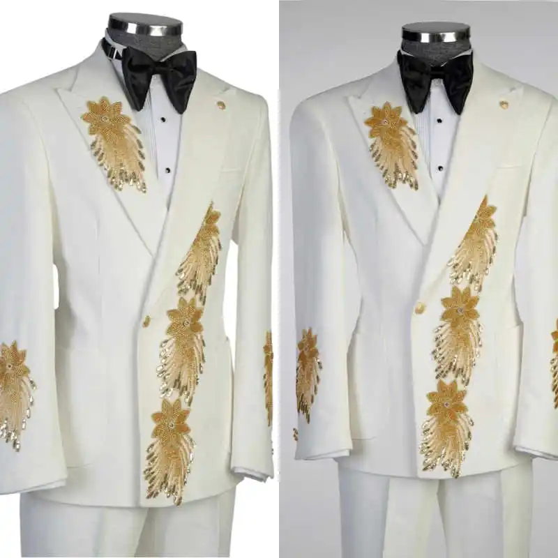 Stylish Beading Suits For Men Double Breasted Peaked Lapel Jacket Blazers Sequins Prom Male Party Customized 2 Pieces Outfits
Stylish Beading Suits For Men Double Breasted Peaked Lapel Jacket Blazers Sequins Prom Male Party Customized 2 Pieces Outfits
