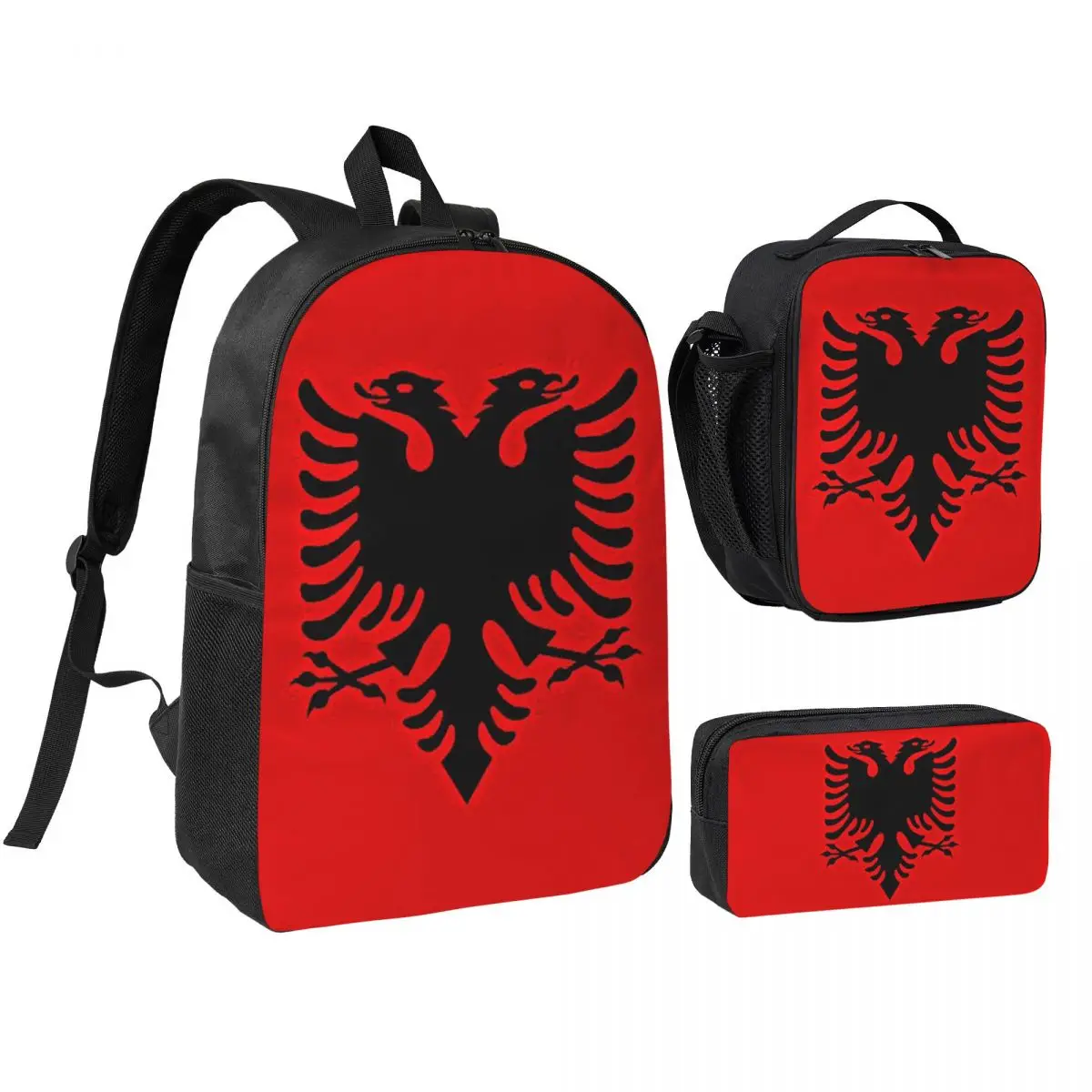 Albania Flag Black Eagle On Red Backpack Student BookBag School Bag Shoulder Bags 3ps Insulated Lunch Bag Pencil Case
Albania Flag Black Eagle On Red Backpack Student BookBag School Bag Shoulder Bags 3ps Insulated Lunch Bag Pencil Case