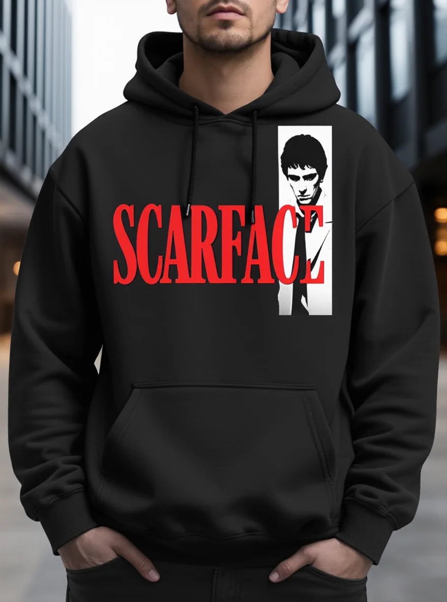 Scarface Movie Men's Hoodie, Tony Montana Design, Kangaroo Pocket, All-Season
Scarface Movie Men's Hoodie, Tony Montana Design, Kangaroo Pocket, All-Season