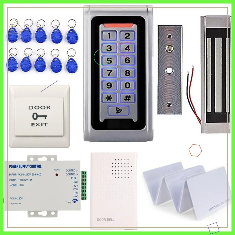 Waterproof Metal RFID Keypad Door Entry System & 600lbs Magnetic Lock Set with Power Supply, Exit Button, RFID Keychains
Waterproof Metal RFID Keypad Door Entry System & 600lbs Magnetic Lock Set with Power Supply, Exit Button, RFID Keychains