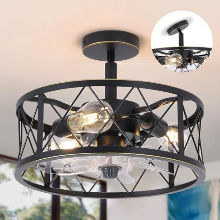 15" Caged Ceiling Fans with Lights and Remote Flush Mount, Round Industrial Ceiling Fan Light Fixture, Small Bladeless Ceiling
15" Caged Ceiling Fans with Lights and Remote Flush Mount, Round Industrial Ceiling Fan Light Fixture, Small Bladeless Ceiling