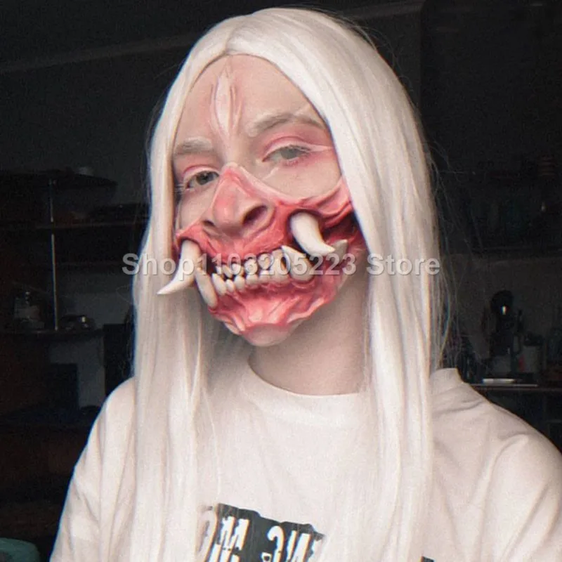 Halloween Mask Horror Half Face Sharp Teeth Prajna Latex Mask Women's Makeup Ball Party Carnival Role Playing
Halloween Mask Horror Half Face Sharp Teeth Prajna Latex Mask Women's Makeup Ball Party Carnival Role Playing