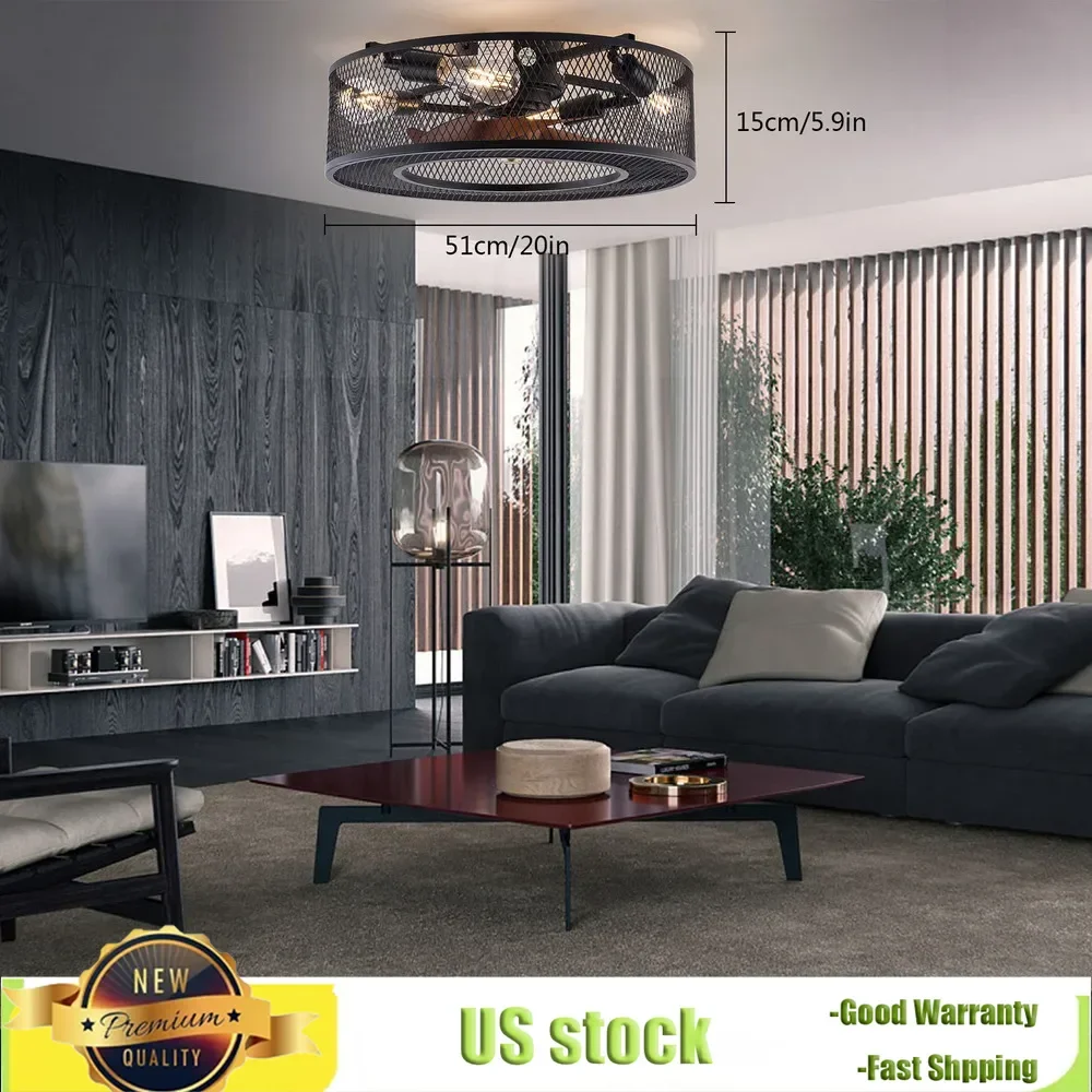 Bymaocar Rustic Low Profile Flush Mount Caged Ceiling Fan Light Remote Control 3 Gear Wind with 5 Bulbs for Bedroom Living Room
Bymaocar Rustic Low Profile Flush Mount Caged Ceiling Fan Light Remote Control 3 Gear Wind with 5 Bulbs for Bedroom Living Room