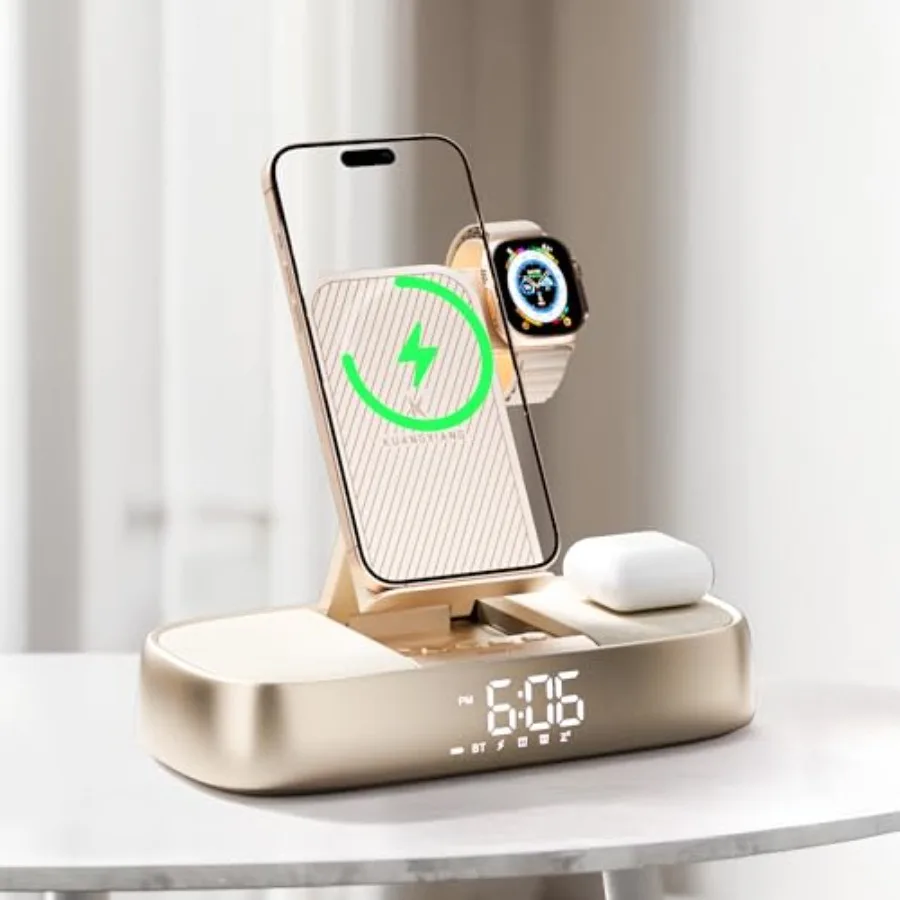 Bluetooth Speaker Alarm Clock with Wireless Charging, 15W Safe Fast Wireless Charger Station Phone Stand, 3 Level Bedside Night
Bluetooth Speaker Alarm Clock with Wireless Charging, 15W Safe Fast Wireless Charger Station Phone Stand, 3 Level Bedside Night