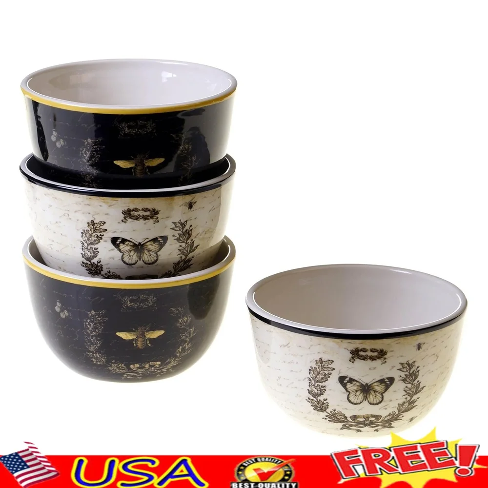 French Sunflowers Ice Cream Bowls Set of 4 Hand Painted Ceramic Round Dinnerware Dishwasher Safe Casual Entertaining Lead Free
French Sunflowers Ice Cream Bowls Set of 4 Hand Painted Ceramic Round Dinnerware Dishwasher Safe Casual Entertaining Lead Free