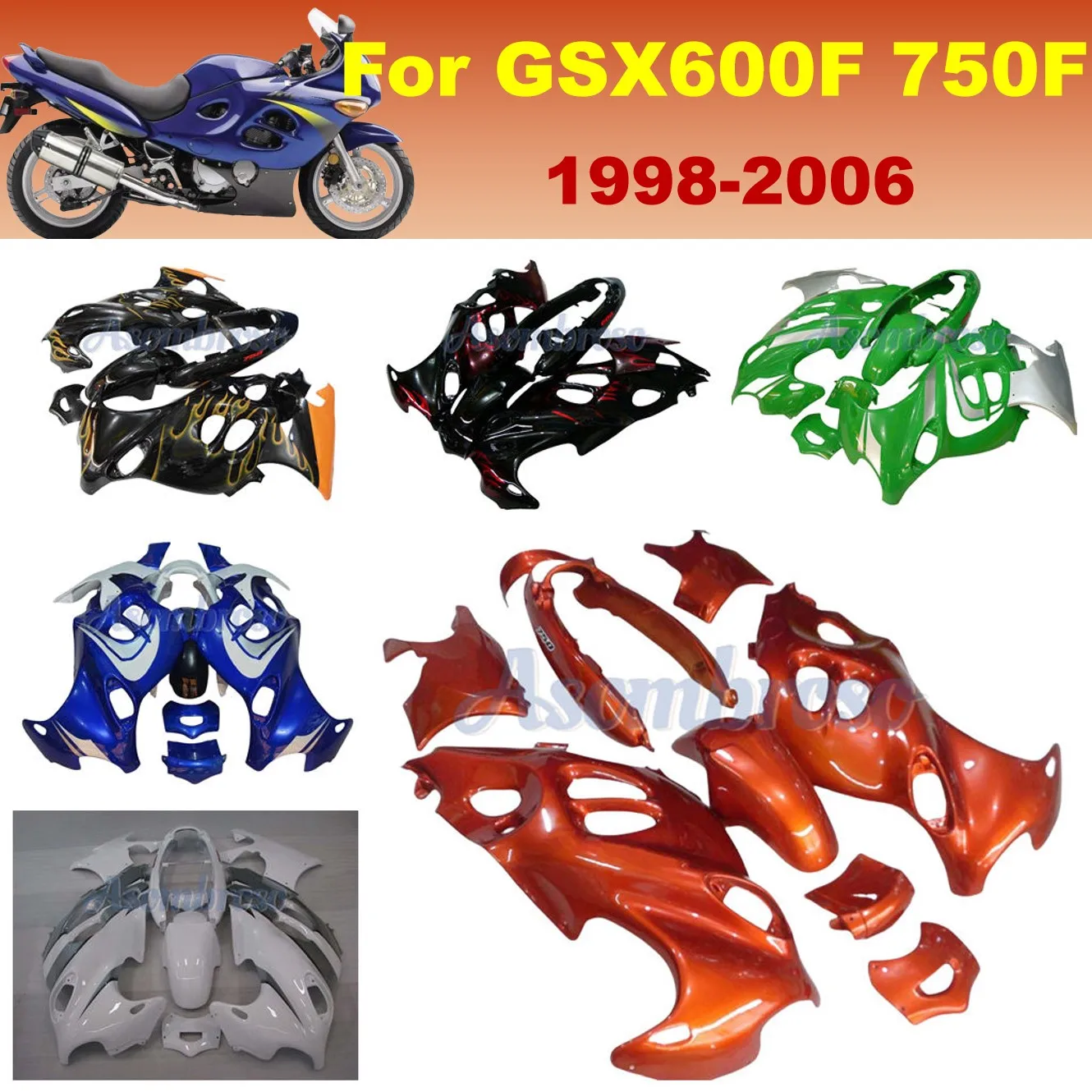 Полный комплект обтекателей мотоцикла для Suzuki GSX600F 2003 2004 GSX750F 2005 2006 GSX600 750F индивидуальный корпус кузова
Полный комплект обтекателей мотоцикла для Suzuki GSX600F 2003 2004 GSX750F 2005 2006 GSX600 750F индивидуальный корпус кузова