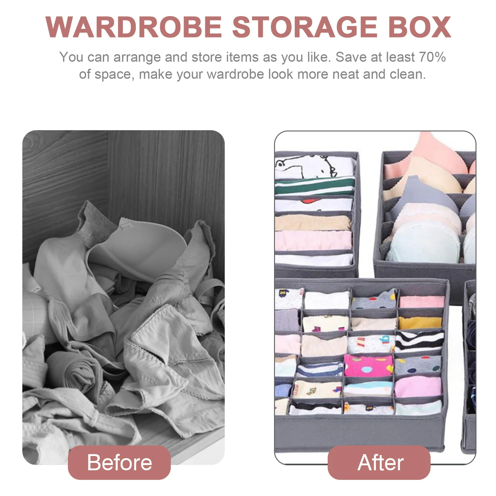 4Pcs Underwear Storage Boxes Foldable Non-Woven Fabric Drawer Organizer Dresser Closet Sock Dividers for Socks Bras Clothes
4Pcs Underwear Storage Boxes Foldable Non-Woven Fabric Drawer Organizer Dresser Closet Sock Dividers for Socks Bras Clothes