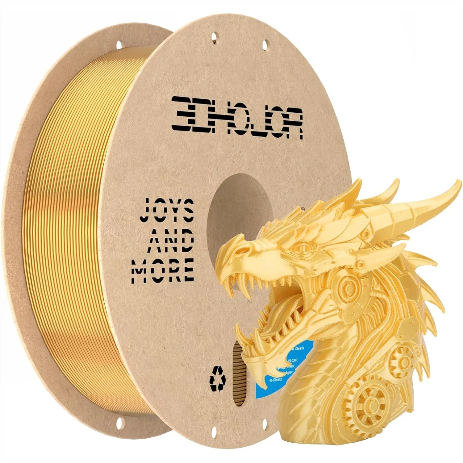 Silk Gold PLA Filament 1.75mm, Shiny 3D Printer Filament for FDM Printers, 1kg Cardboard Spool (2.2lbs) with Dimensional
Silk Gold PLA Filament 1.75mm, Shiny 3D Printer Filament for FDM Printers, 1kg Cardboard Spool (2.2lbs) with Dimensional
