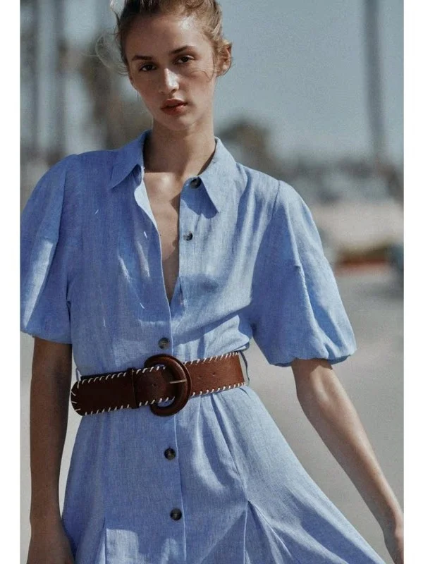 Casual Style Long Midi Dress with Bubble Sleeves Stand Collar Belted Short Sleeve Women's Summer Fashion Dress ZA26 2613789
Casual Style Long Midi Dress with Bubble Sleeves Stand Collar Belted Short Sleeve Women's Summer Fashion Dress ZA26 2613789
