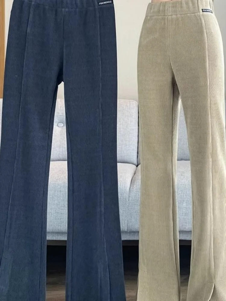 Thiened Fce Lined Corduroy Flared Pants Women's Autumn Winter High Waist Long Trousers Casual Sle Warm Outerwear
Thiened Fce Lined Corduroy Flared Pants Women's Autumn Winter High Waist Long Trousers Casual Sle Warm Outerwear