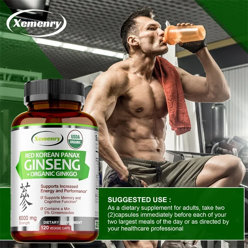 Korean Red Panax Ginseng + Ginkgo Biloba - Supports Heart Health and Muscle Function, Boosts Energy, and Athletic PerformanceSup
Korean Red Panax Ginseng + Ginkgo Biloba - Supports Heart Health and Muscle Function, Boosts Energy, and Athletic PerformanceSup