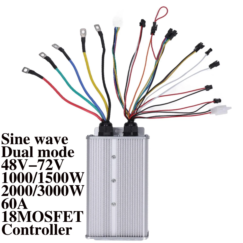 1000W 2000W 3000W Electric Controller 48V 72V 30-60A Dual Mode 18 MOSFET Sine Controller for E-Scooter Lithium Battery Retrofit
1000W 2000W 3000W Electric Controller 48V 72V 30-60A Dual Mode 18 MOSFET Sine Controller for E-Scooter Lithium Battery Retrofit