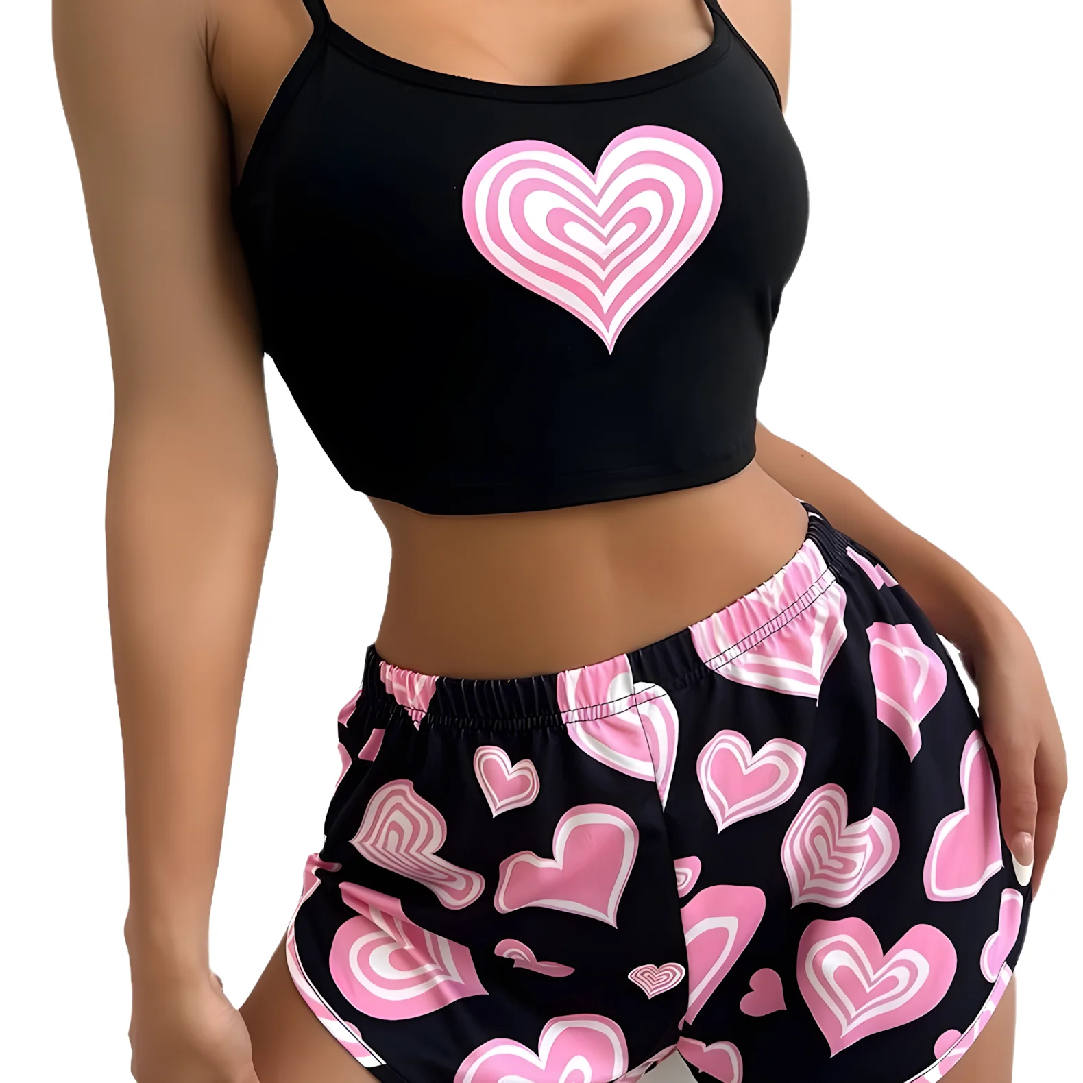 Cute Girl Sling Waistcoat Shorts Suit Soft Short Pink Heart Printed Two-piece Set Fashion Sweat Suits Women Matching Sets 9527E
Cute Girl Sling Waistcoat Shorts Suit Soft Short Pink Heart Printed Two-piece Set Fashion Sweat Suits Women Matching Sets 9527E