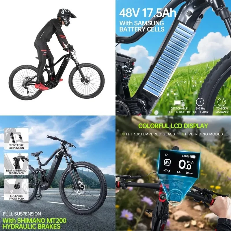 M510 Mid Motor Aluminum Alloy Electric Mountain Bike Hydraulic Brake EMTB Bicycle With Hidden Battery Men Sport E Bike
M510 Mid Motor Aluminum Alloy Electric Mountain Bike Hydraulic Brake EMTB Bicycle With Hidden Battery Men Sport E Bike