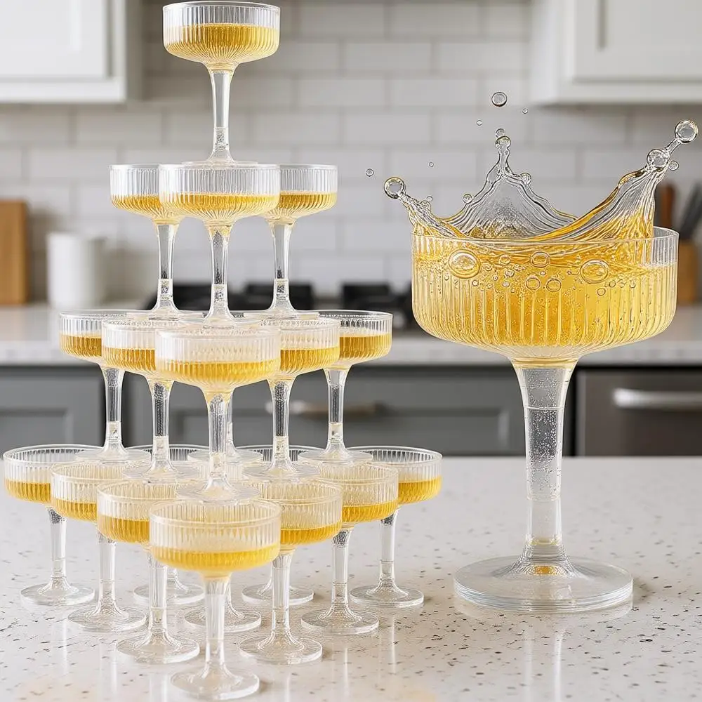 4-ярусная башня для шампанского - 20 пластиковых бокалов объемом 7 унций с золотым блеском для торжеств, вечеринок и дней рождения
4-ярусная башня для шампанского - 20 пластиковых бокалов объемом 7 унций с золотым блеском для торжеств, вечеринок и дней рождения