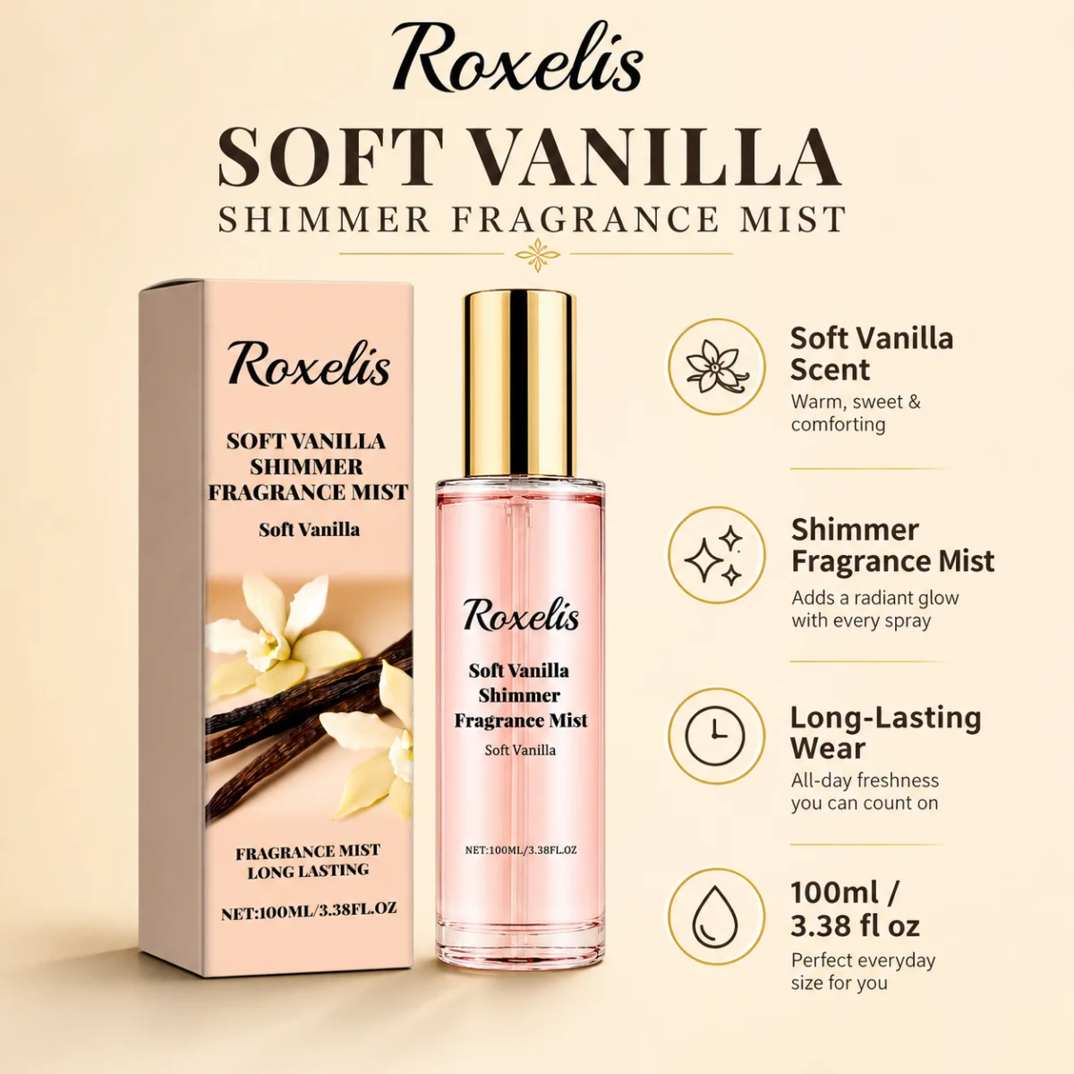 100ML Soft Vanilla Fragrance Mist Body Spray for Women Long Lasting Vanilla Scent Fine Mist Perfume Spray Daily Use Gift
100ML Soft Vanilla Fragrance Mist Body Spray for Women Long Lasting Vanilla Scent Fine Mist Perfume Spray Daily Use Gift