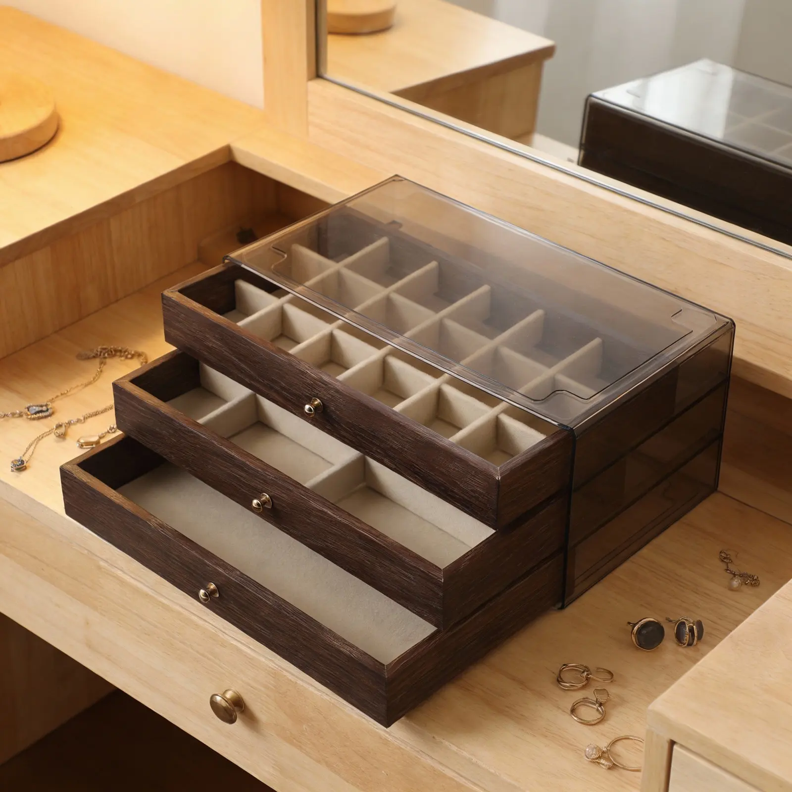 Vintage Wood Jewelry Box Retro Trinket Organizer Small Keepsake Case Rings Necklaces Bedroom Storage Chest 23.50x13.50x10.50cm
Vintage Wood Jewelry Box Retro Trinket Organizer Small Keepsake Case Rings Necklaces Bedroom Storage Chest 23.50x13.50x10.50cm