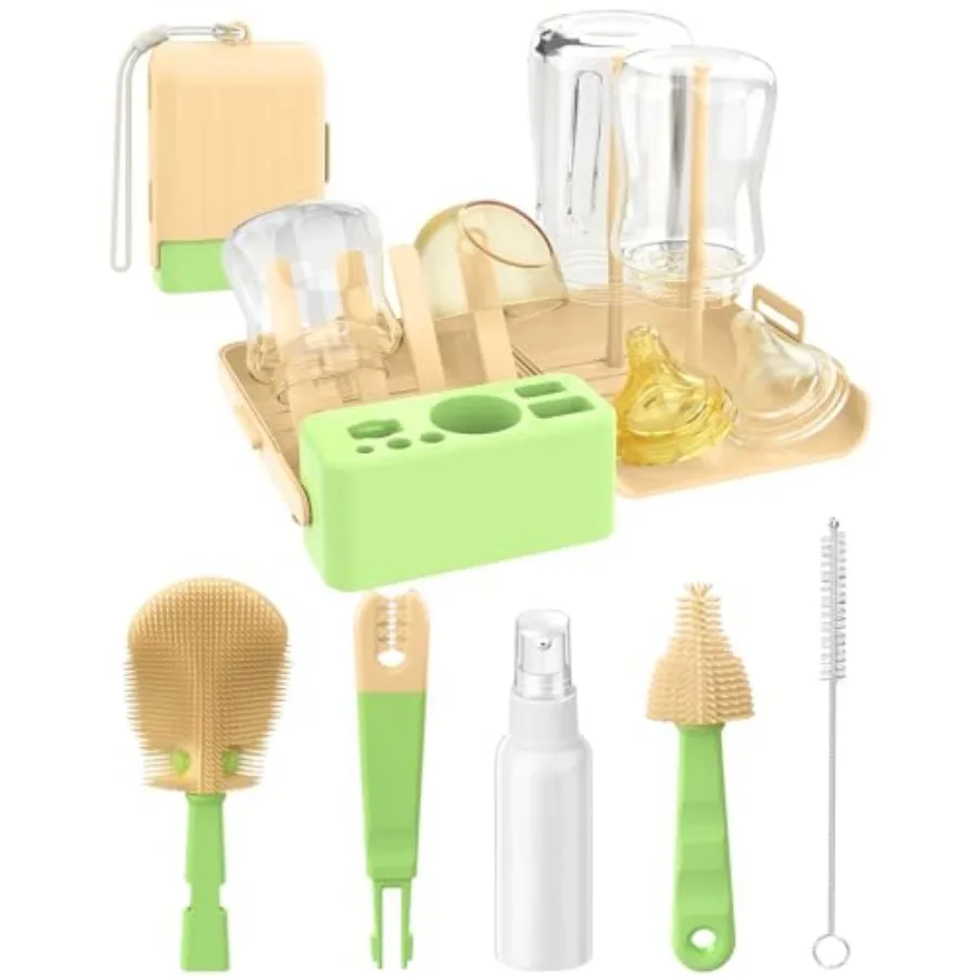7 in 1 Baby Bottle Brush Set, BPA-Free Travel Bottle Cleaner Kit with U-Shaped Silicone/Nipple/Straw Brush, Portable Drying Rac
7 in 1 Baby Bottle Brush Set, BPA-Free Travel Bottle Cleaner Kit with U-Shaped Silicone/Nipple/Straw Brush, Portable Drying Rac