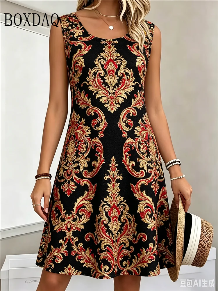 Ethnic Style Pattern Vintage Women's Dresses For 2026 New Summer Clothing Loose Plus Size Casual 3D Print Loose Sleeveless Dress
Ethnic Style Pattern Vintage Women's Dresses For 2026 New Summer Clothing Loose Plus Size Casual 3D Print Loose Sleeveless Dress
