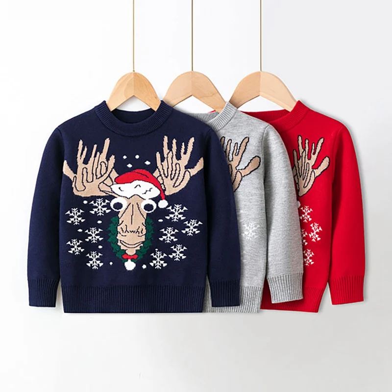Рождественский детский свитер, зимняя осенняя одежда, детский трикотажный пуловер с принтом лося для маленьких девочек и мальчиков, вязаные свитеры, детская одежда
Рождественский детский свитер, зимняя осенняя одежда, детский трикотажный пуловер с принтом лося для маленьких девочек и мальчиков, вязаные свитеры, детская одежда