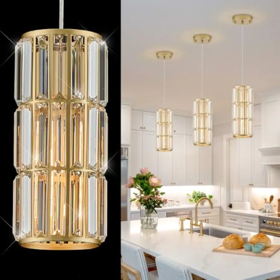 Crystal Pendant Light for Kitchen Island, Modern Mini Hanging Chandelier with K9 Prism Crystals, Luxury Brass Pendant Lighting
Crystal Pendant Light for Kitchen Island, Modern Mini Hanging Chandelier with K9 Prism Crystals, Luxury Brass Pendant Lighting