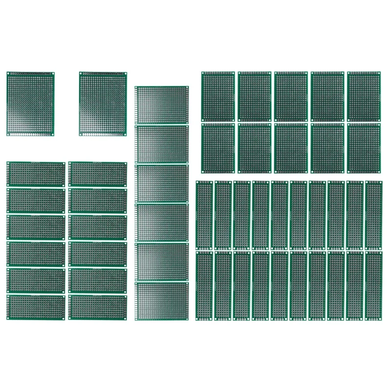 50 Pcs Double Sided PCB Board Prototype Kit Soldering 5 Size, Universal Printed Circuit Board For DIY Electronic Project
50 Pcs Double Sided PCB Board Prototype Kit Soldering 5 Size, Universal Printed Circuit Board For DIY Electronic Project