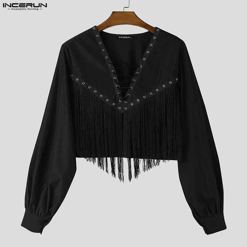 Мужская футболка INCERUN с бахромой, в стиле пэчворк, с V-образным вырезом, длинным рукавом, укороченный топ, уличная одежда, свободный крой, модная повседневная одежда 2026, размеры S-5XL
Мужская футболка INCERUN с бахромой, в стиле пэчворк, с V-образным вырезом, длинным рукавом, укороченный топ, уличная одежда, свободный крой, модная повседневная одежда 2026, размеры S-5XL