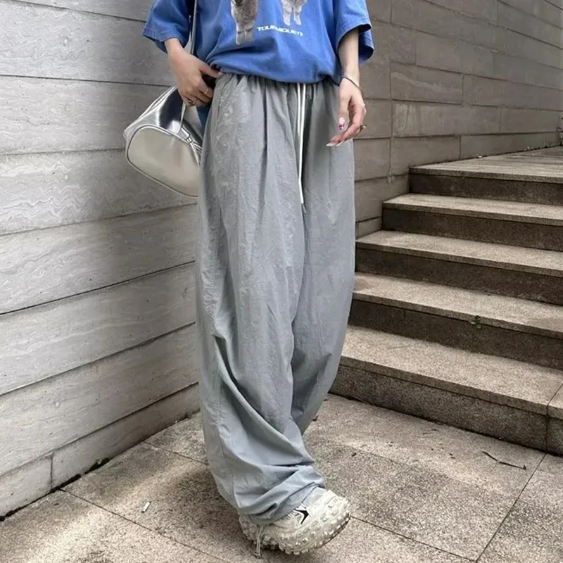 Women's Pleated Elastic Waist Wide Leg Pants Drawstring Decor Quick-Drying Pants Woman Summer Casual Parachute Trousers Mujer
Women's Pleated Elastic Waist Wide Leg Pants Drawstring Decor Quick-Drying Pants Woman Summer Casual Parachute Trousers Mujer