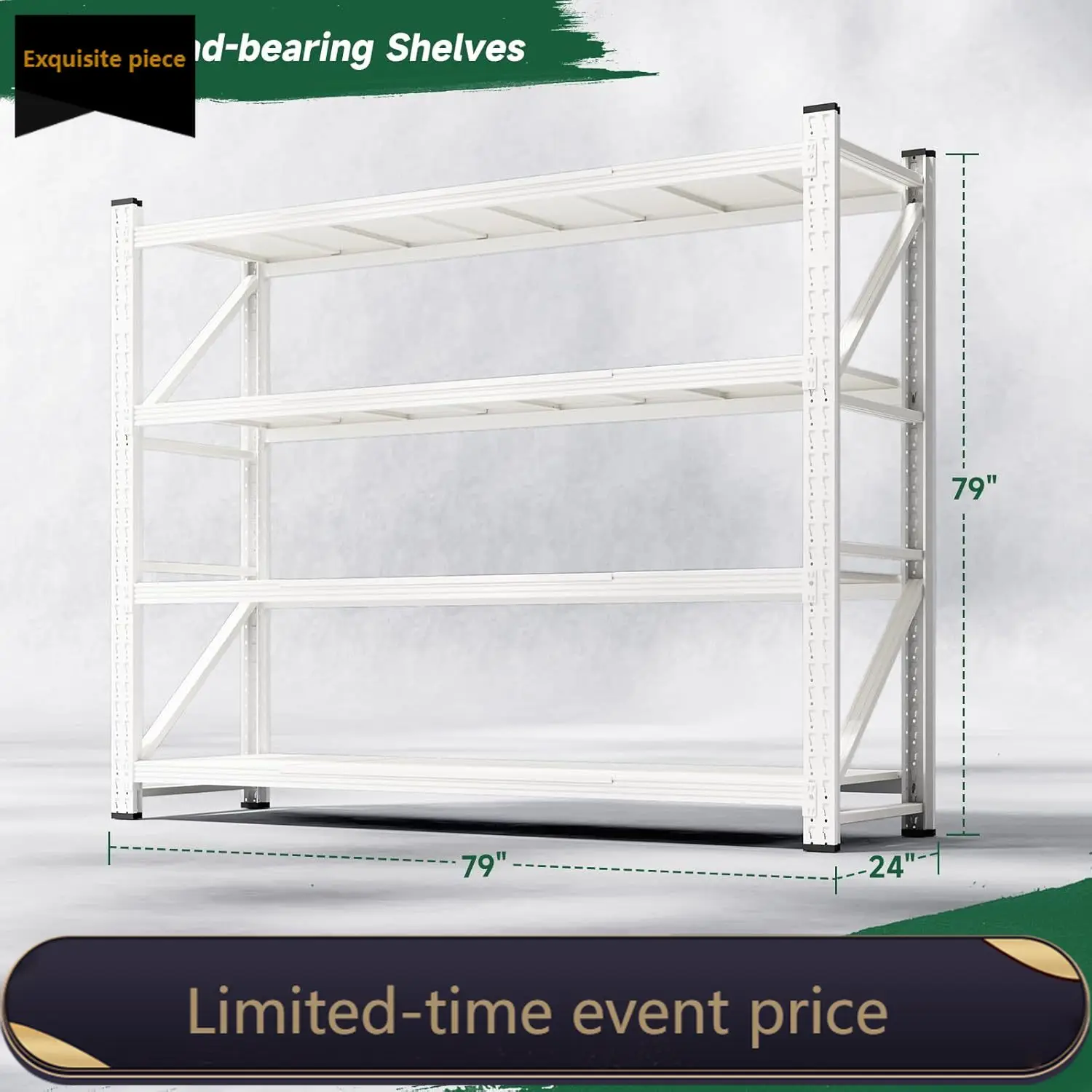 Letaya 6000LBS Storage Shelves Heavy Duty,79" W Garage Shelving Units, 4 Tier Adjustable Utility Rack Shelf,Large Metal Industri
Letaya 6000LBS Storage Shelves Heavy Duty,79" W Garage Shelving Units, 4 Tier Adjustable Utility Rack Shelf,Large Metal Industri