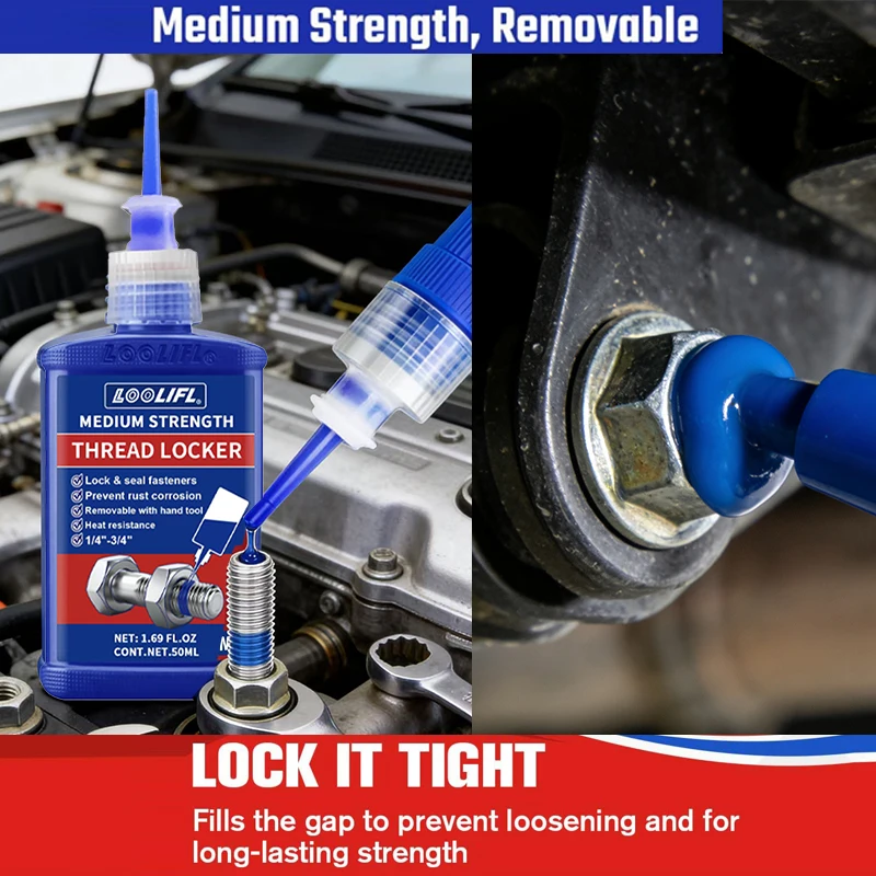 locking agent 50ML medium strength metal thread locking adhesive, suitable for nuts and bolts, manual disassembly anti loosening
locking agent 50ML medium strength metal thread locking adhesive, suitable for nuts and bolts, manual disassembly anti loosening