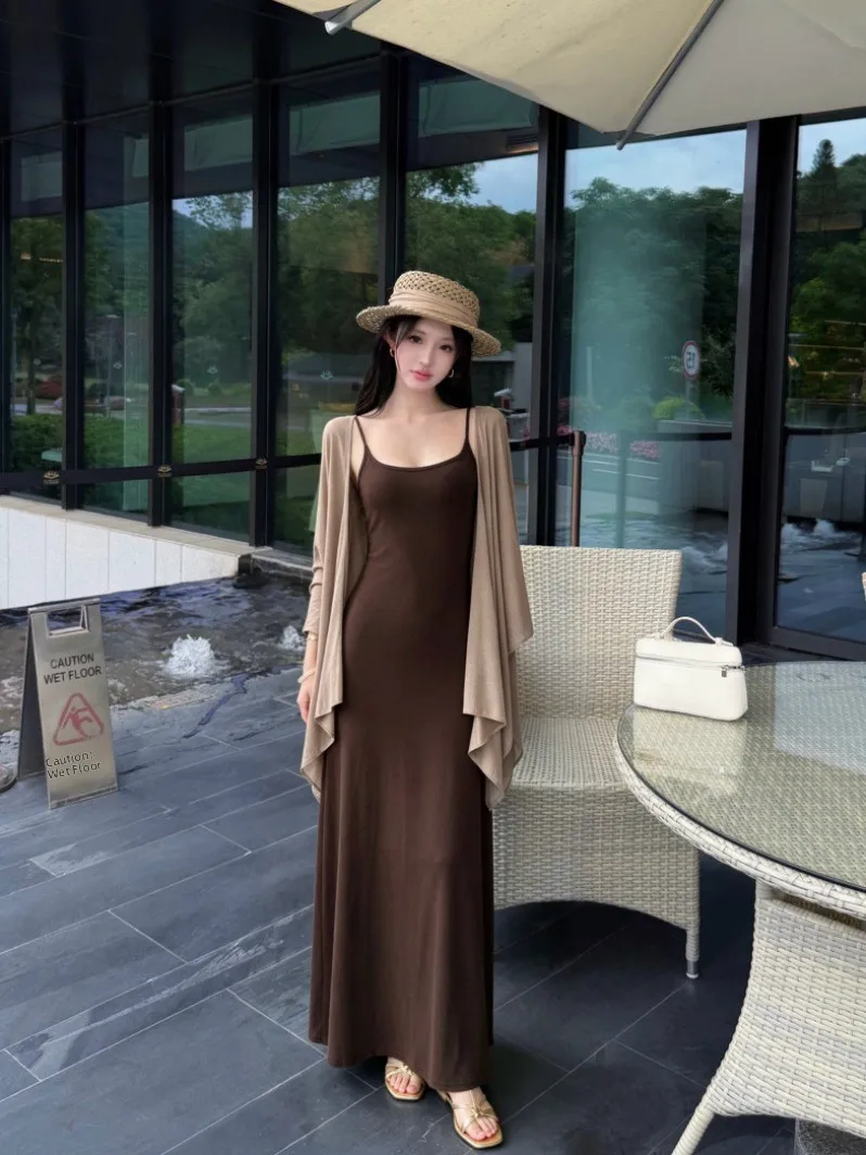 Elegant Two-Piece Set Lazy Style Asymmetrical Shawl Cardigan Women's Summer Waist-Cinching Strap Dress Outerwear Ensemble
Elegant Two-Piece Set Lazy Style Asymmetrical Shawl Cardigan Women's Summer Waist-Cinching Strap Dress Outerwear Ensemble